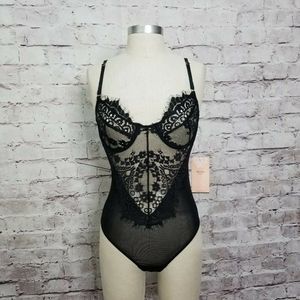 Blashe Size S Black Lace Lingerie‎ Bodysuit Sexy Negligee Sissy Underwire NEW